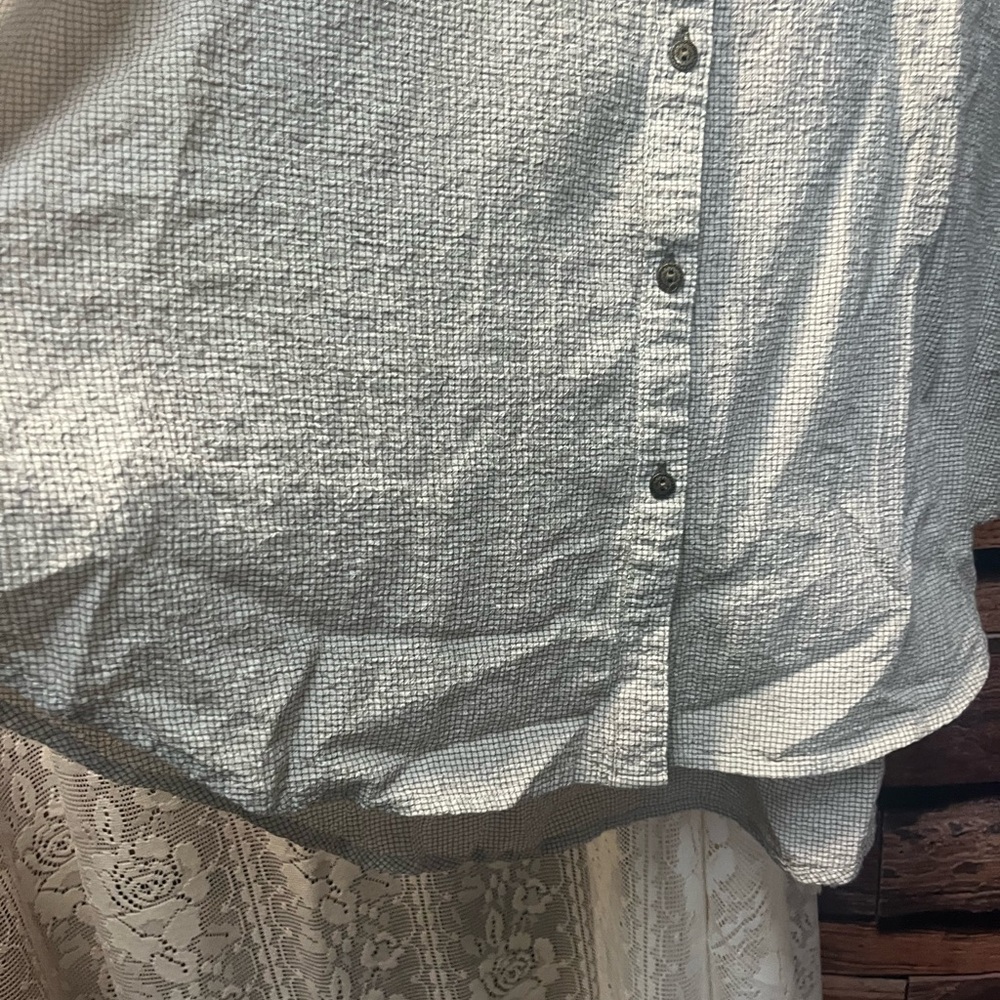 Free People Textured Grid Point Oversized Button-Up Shirt (118) - Picture 8 of 13